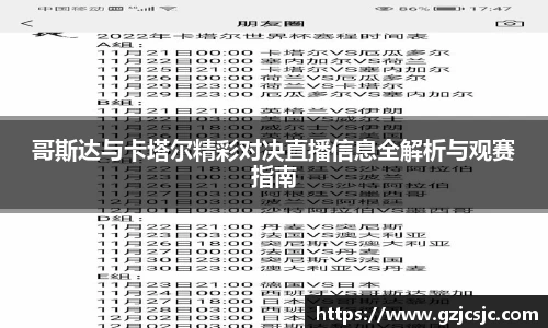 哥斯达与卡塔尔精彩对决直播信息全解析与观赛指南